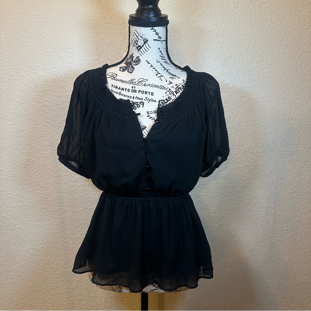 NWT - Nordstrom Women's Everleigh Blouse w/ Elastic Waist Black: XS